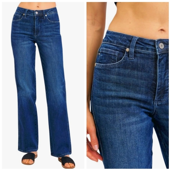 Judy Blue Denim - Judy Blue Mid Rise Tummy Control Straight Jeans Women's 15/32 Classic Effortless
